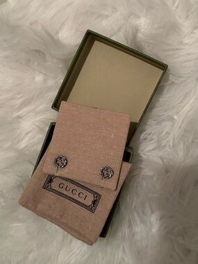 Gucci Silver Interlocking G Stud Earrings 10mm